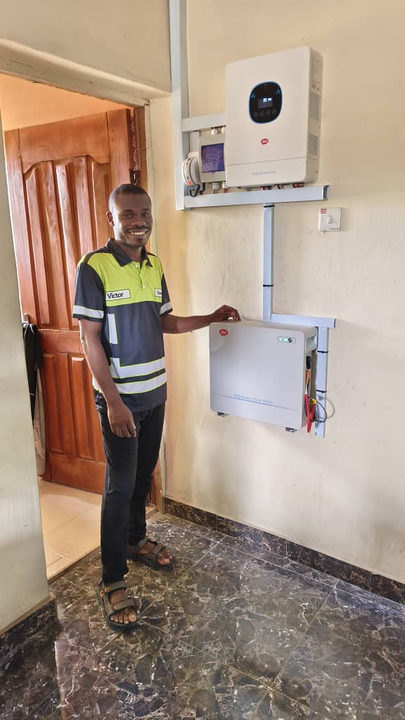 Completed multi-inverter and battery installation